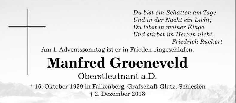 Traueranzeige für Manfred Groeneveld